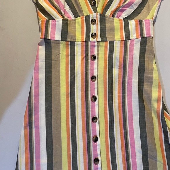Loft, Petite Dress 4P, Linen White Yellow Pink Orange V-neck Sleeveless NWT - Picture 4 of 9